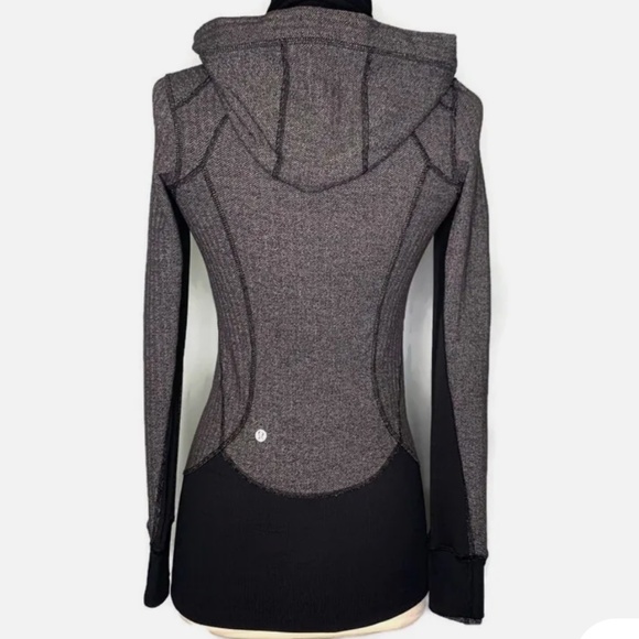 Lululemon Women’s Daily Practice Zip Up Hoodie Jacket In Black Herringbone - Picture 4 of 14